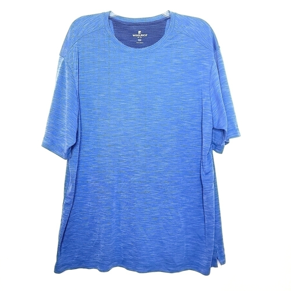 🌶️Woolrich Men’s XXL Round Neck Short Sleeve Tee Shirt Light Blue Cotton Blend